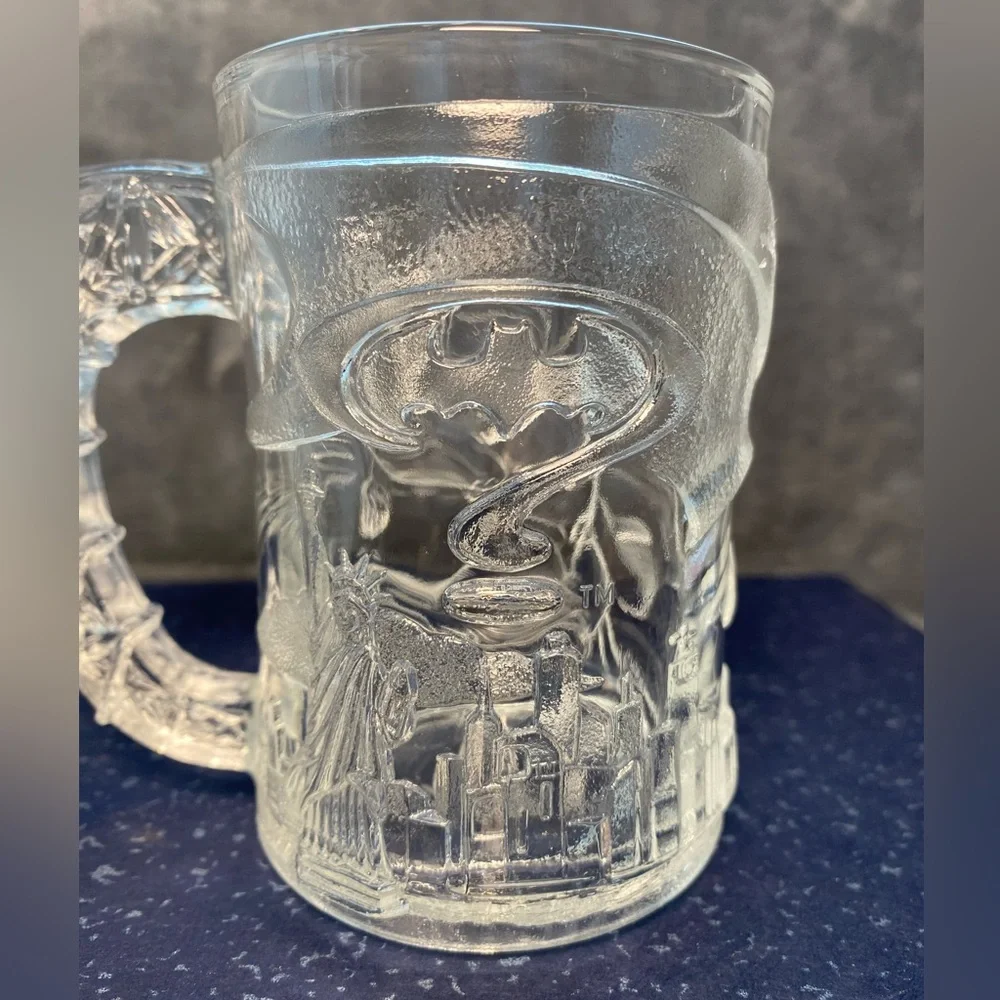 Set 1995 McDonald’s Clear Glass Mugs “Batman” & “Robin” Batman Forever
